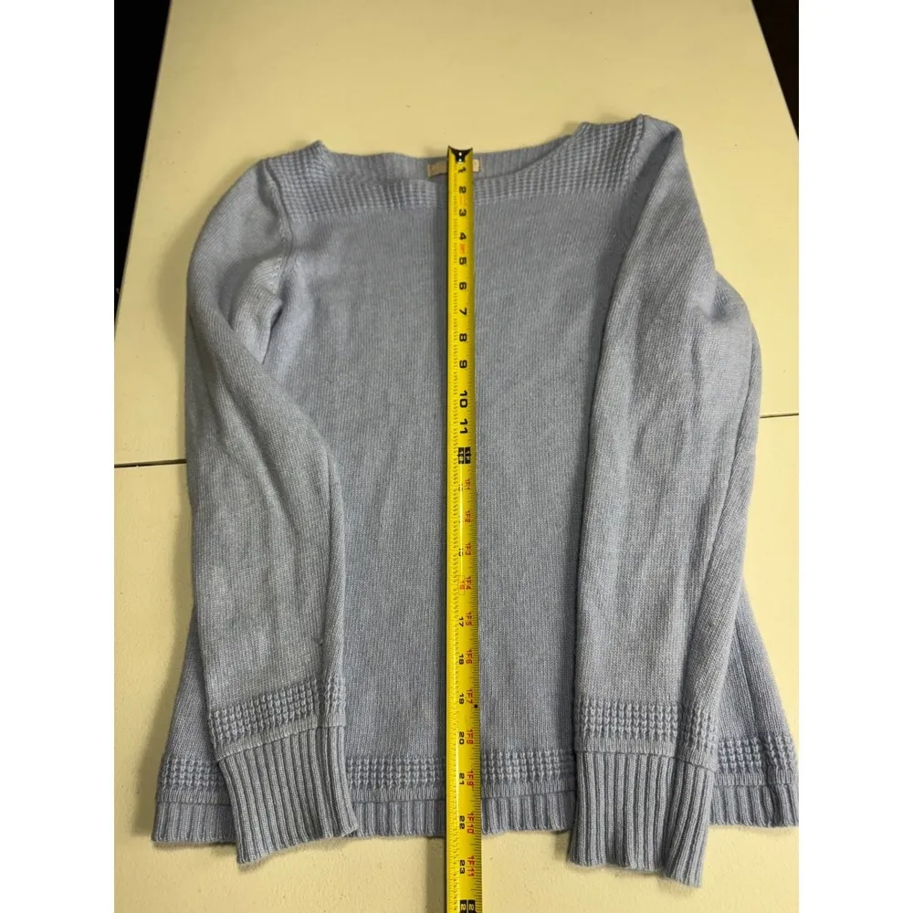 Benedetta B Knit Sweater Medium Blue Long Sleeve Boat Neck Pullover - Image 8