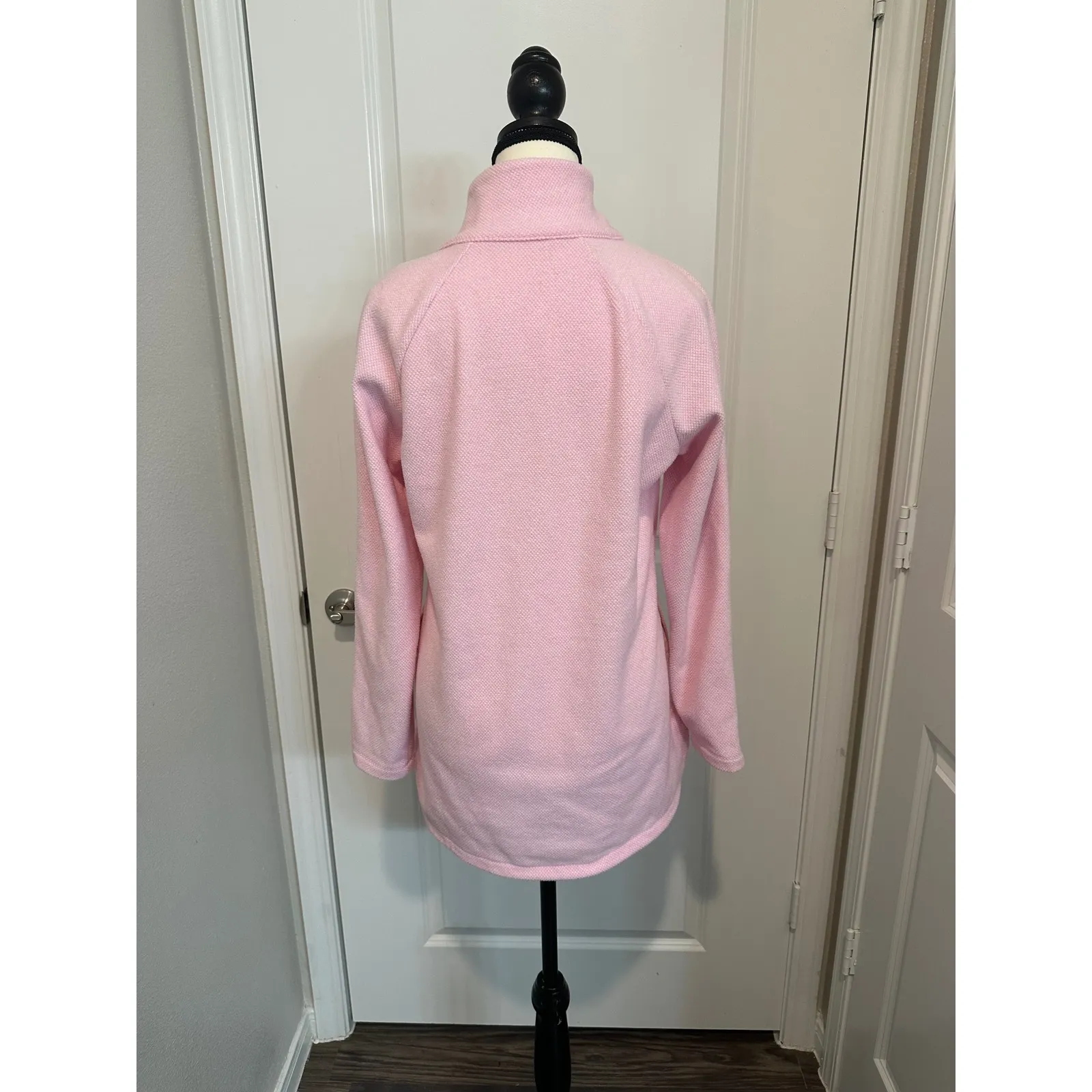 J McLaughlin Marisa Baby Pink Tunic Sweater M Button Funnel Mock Neck Preppy Size M - Image 4