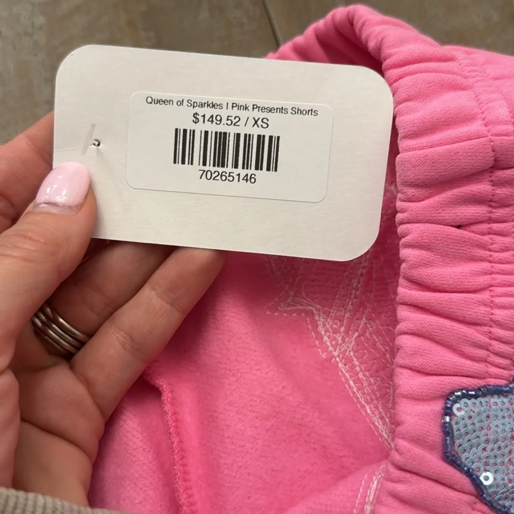 NWT QUEEN OF SPARKLES | Pink Presents Shorts Size XS - Image 2