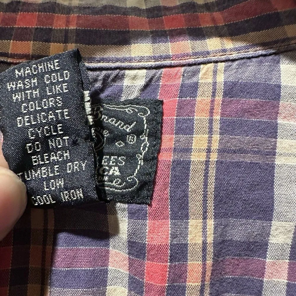 Lucky Brand Shirt Womens Small Gray Pink Orange Long Sleeve Button Up Outdoor - Image 4