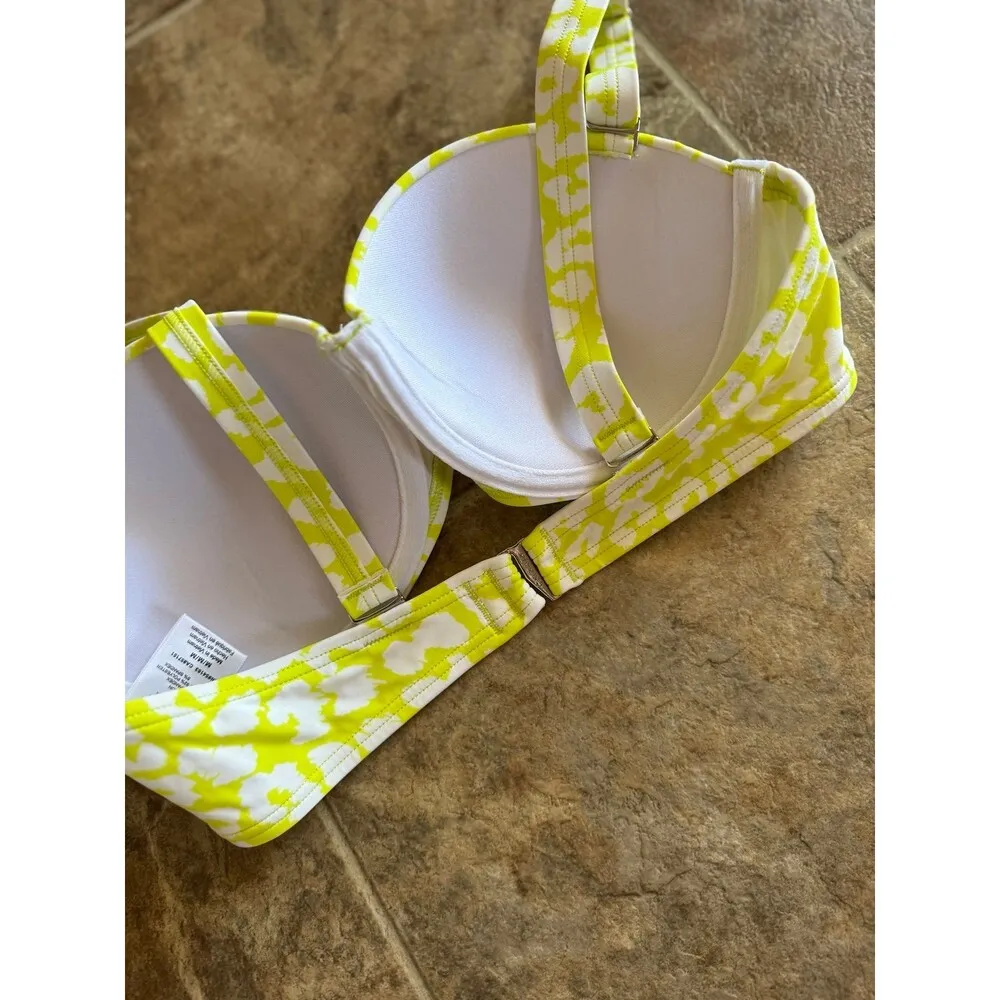 Calvin Klein Printed Underwire Bikini Size Medium Light Yellow Leopard - Image 7
