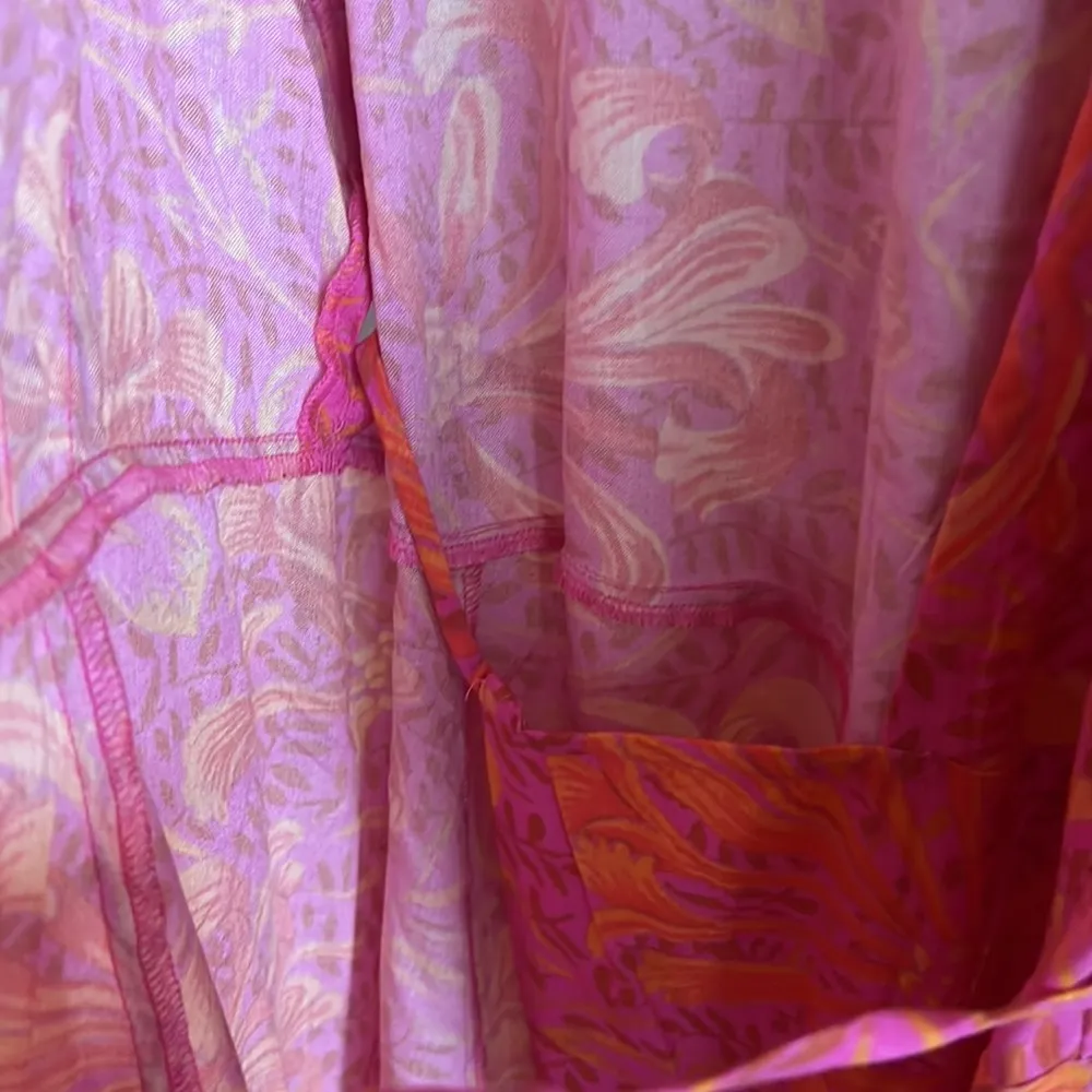 Jen's Pirate Booty Garden Party Row Maxi Wrap Dress Pink Orange Small - Image 9