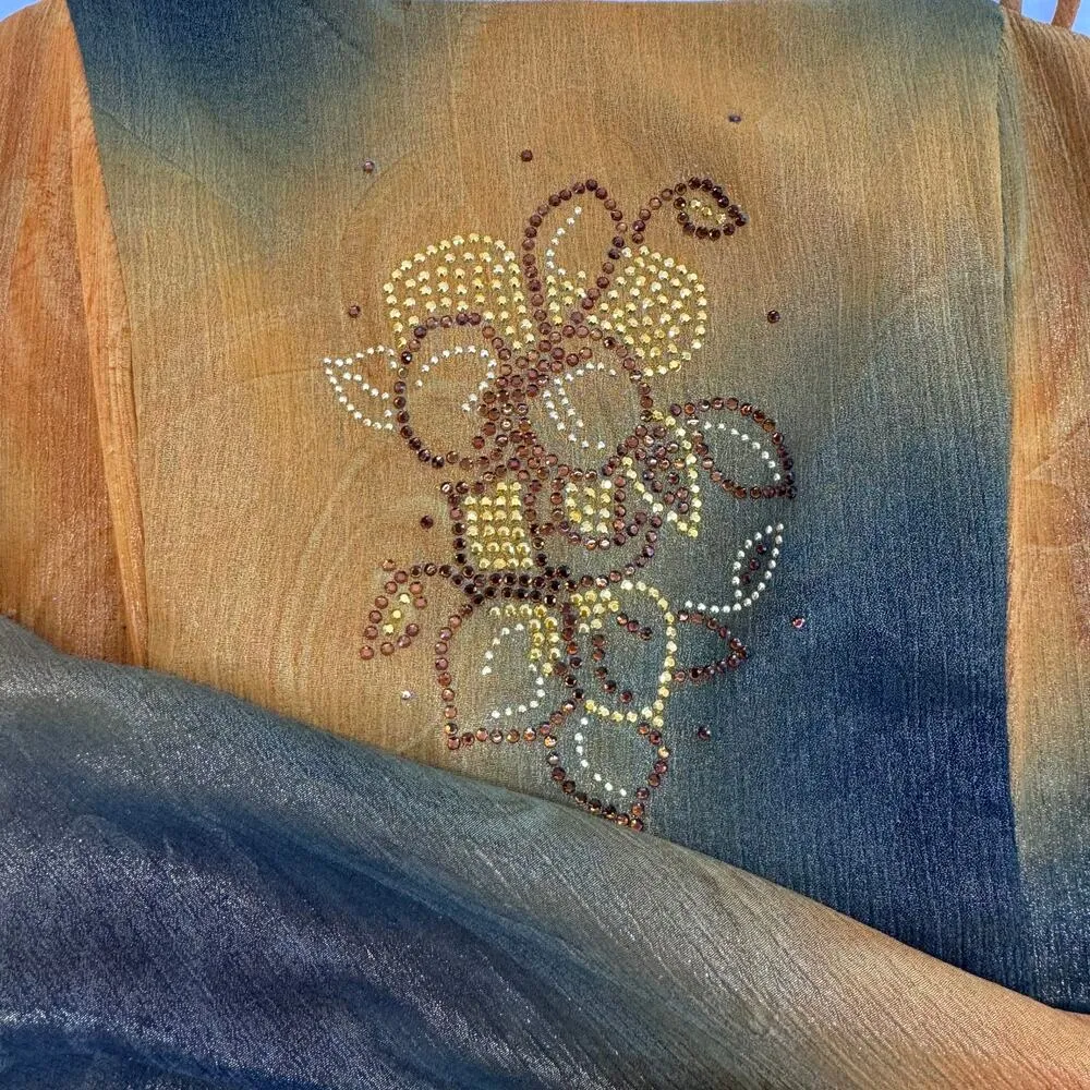 Vintage Y2K gold spaghetti strap rhinestone corset size large - Image 6