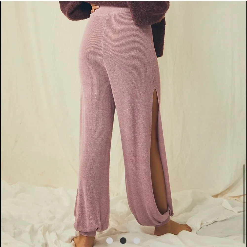 FREE PEOPLE RARE! Split Open Side Leg Ankle Wide Leg Knit Pants Size S - Image 2