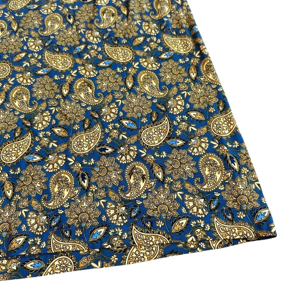 Boden Short Sleeve Jersey Knit Shirt Dress Stretch Gold Paisley Size 6R NWT Blue - Image 8