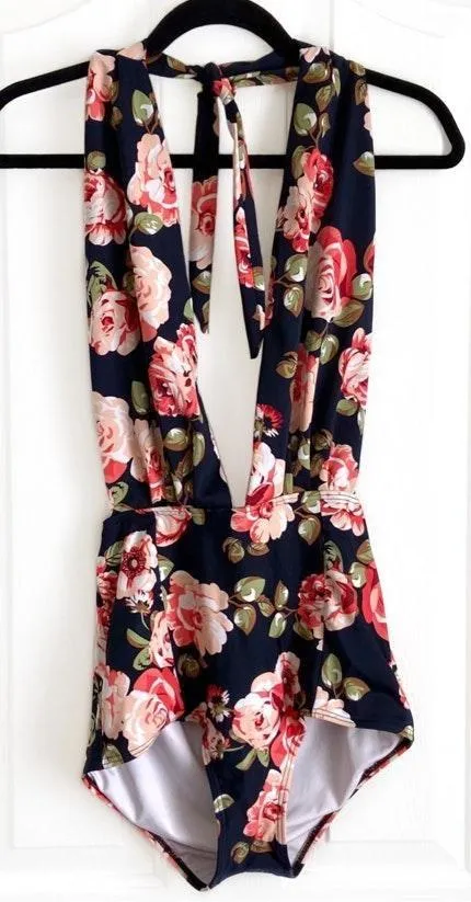 COCOSHIP Retro Floral One Piece Backless Swimsuit - Image 4