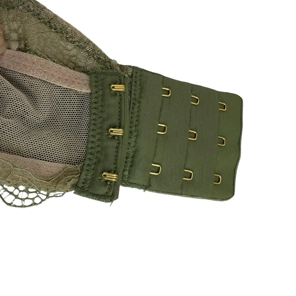 Victoria's Secret Very Lace-up High Neck Bralette Olive Lace Bra Small - Image 6