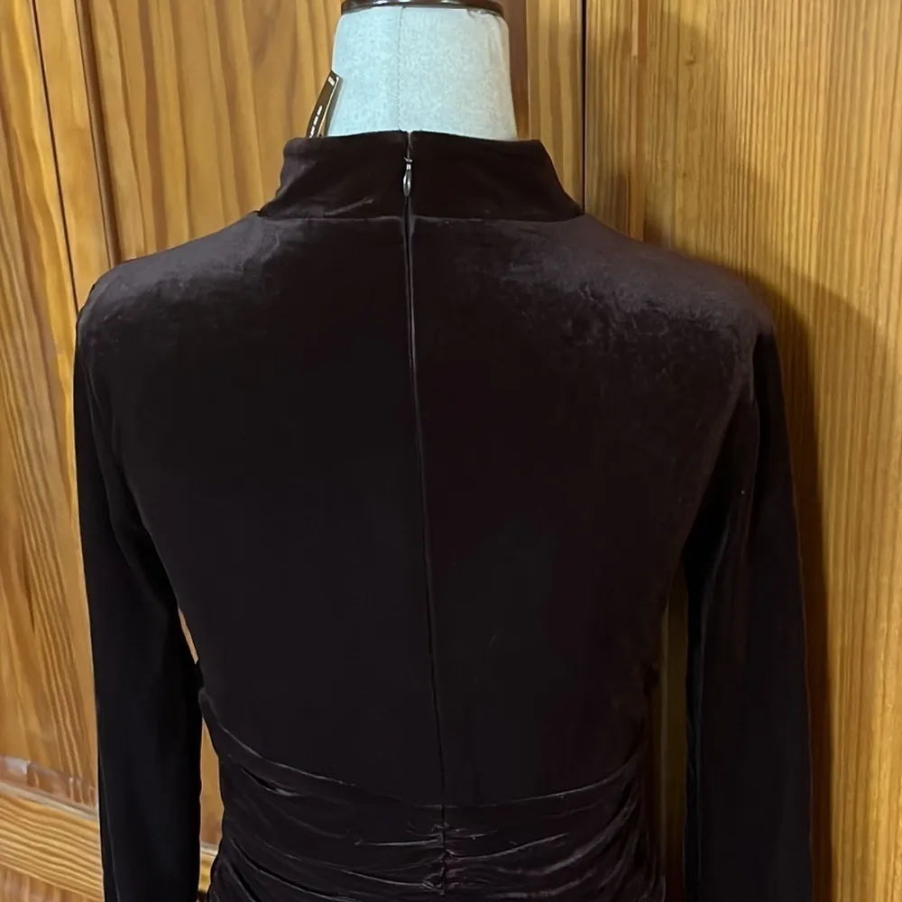 Express Velvet Body Contour Mock Neck Ruched Mini Dress - Image 7