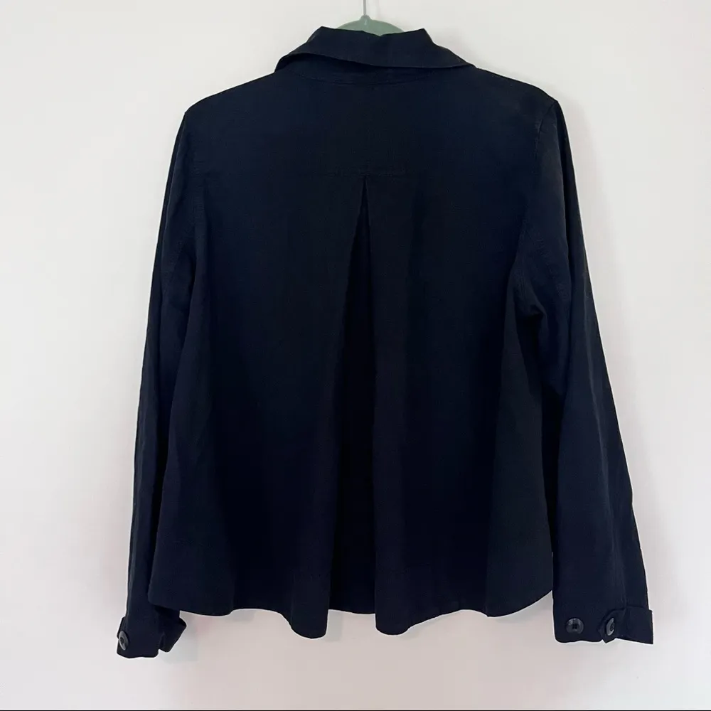 Romeo & Juliet Couture Black Army Cotton Tencel Woven Hi-low Utility Jacket - Image 5