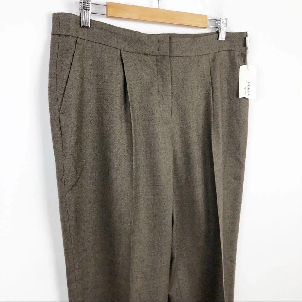 New  Akris Punto Maiko Pleated Flattering High Waisted 100% Wool Trousers Pants - Image 5