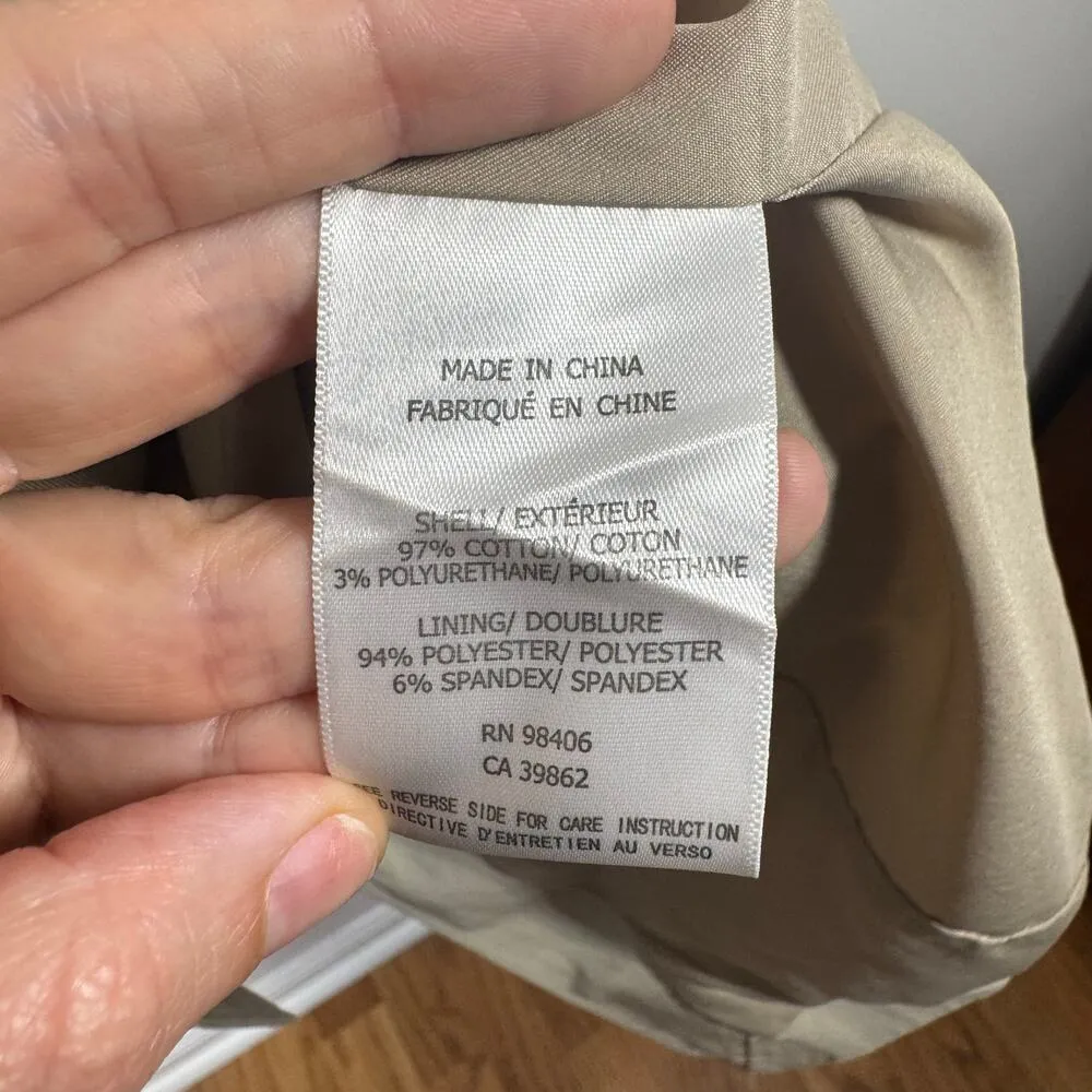 Theory Trench Coat Women L Tan Midi Long Sleeve Double Breast Minimal Career - Image 9