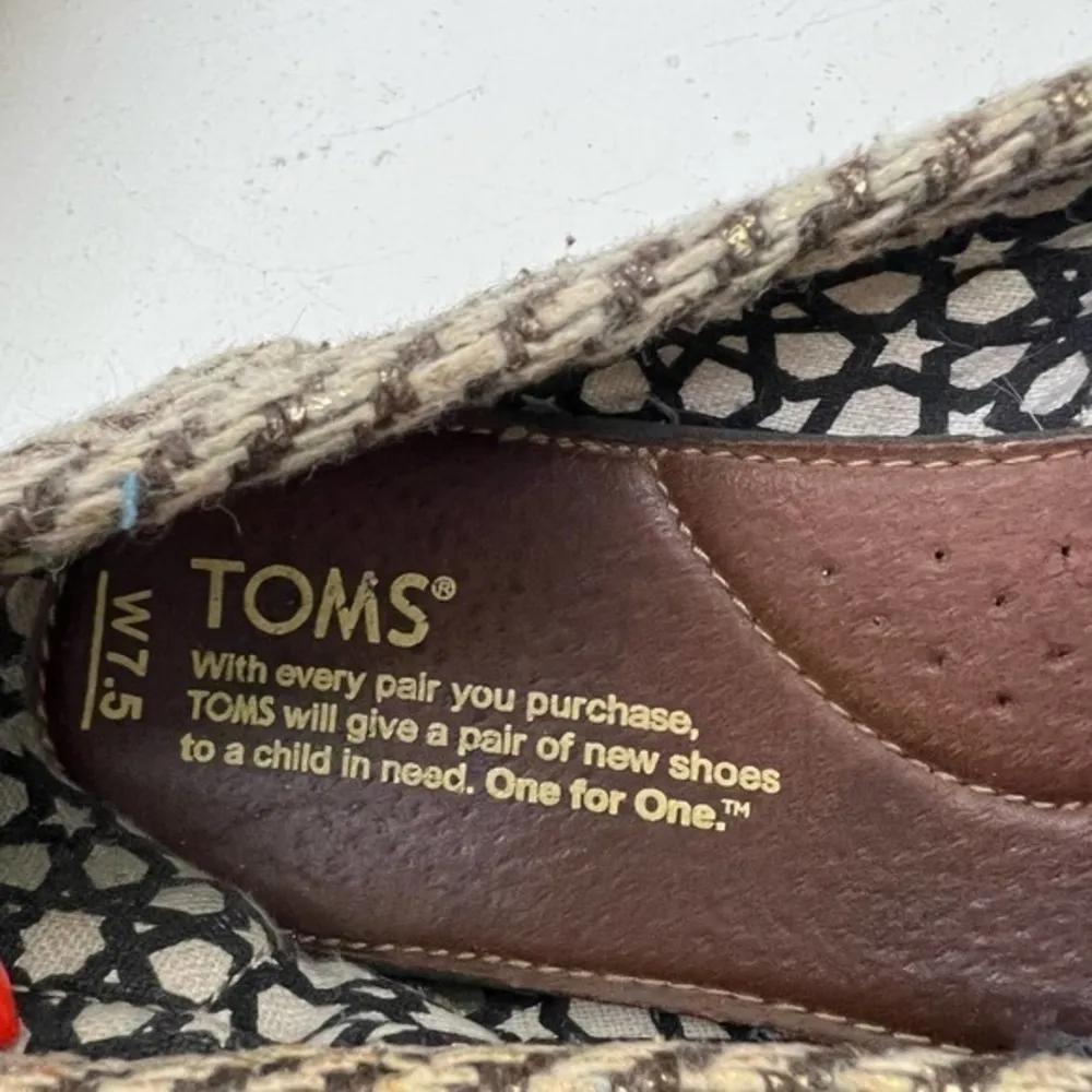 Toms Brown Fabric Knit Flat Casual Slip On Low Round Toe Shoes Women Size 7.5 - Image 9