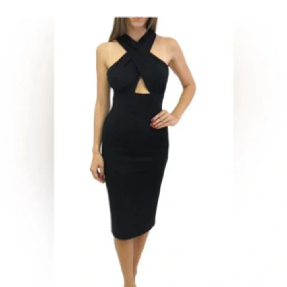 Mara Hoffman Bodycon Sexy Black Ponte Halter Style Dress XS/S - Image 10