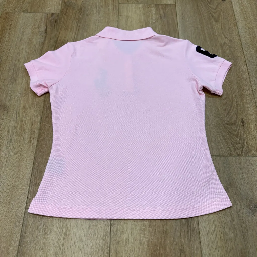 🌟RALPH LAUREN🌟 POLO LARGE LOGO COTTON PIQUE SLIM FIT POLO SHIRT PINK SZ L - Image 9