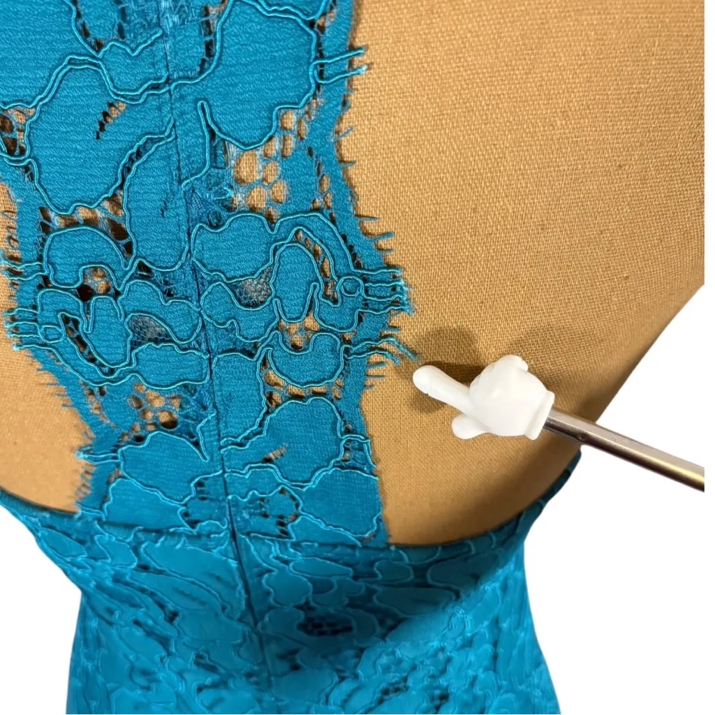 Anthropologie Hutch Lace Sheath Cocktail Dress Women’s Small Teal Halter Neck Blue - Image 10