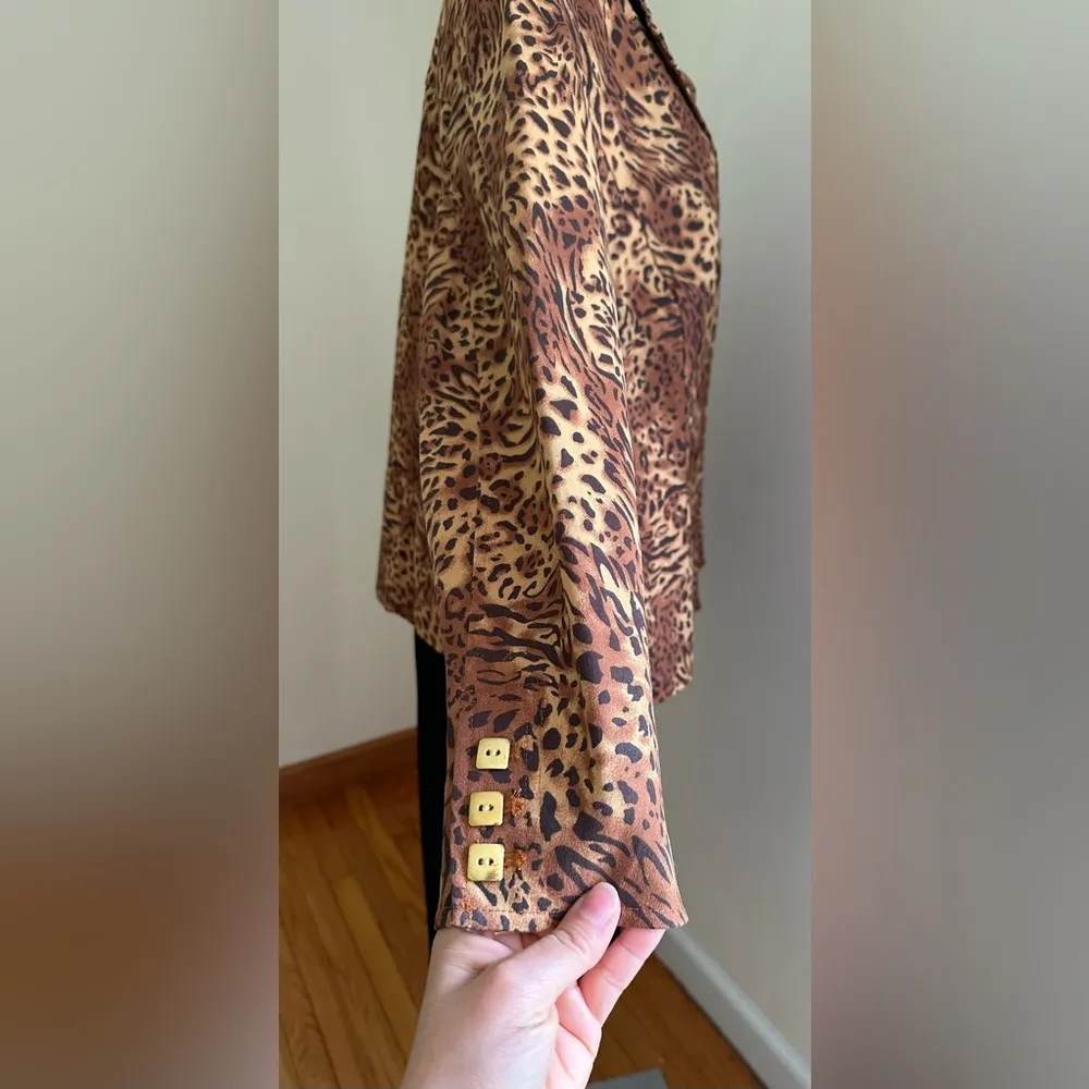Joan Rivers Animal Print Browns And orange Square Gold Buttons Size 3 X - Image 6