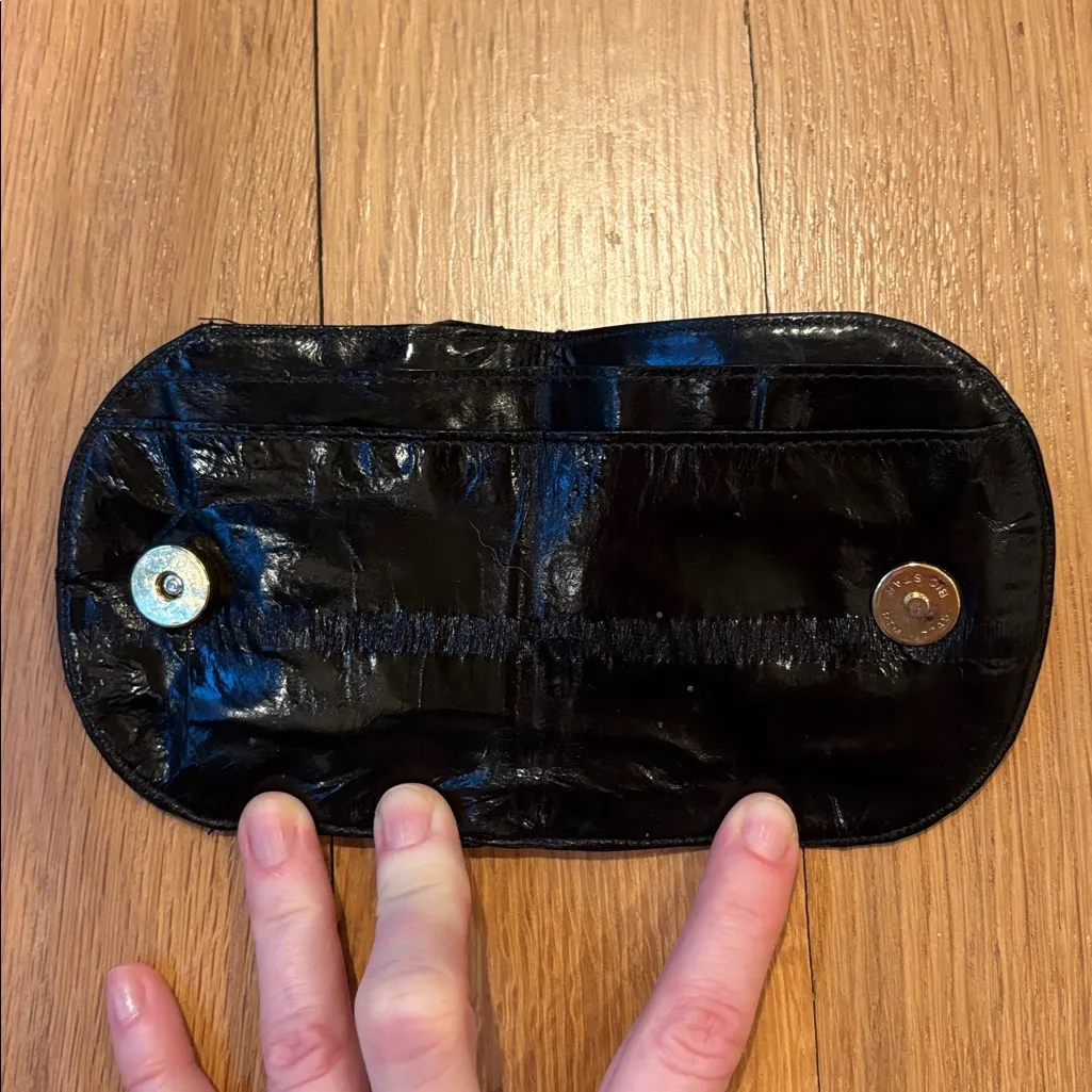 Vintage Eel Skin Wallet Black Coin Purse Bag Charm - Image 5