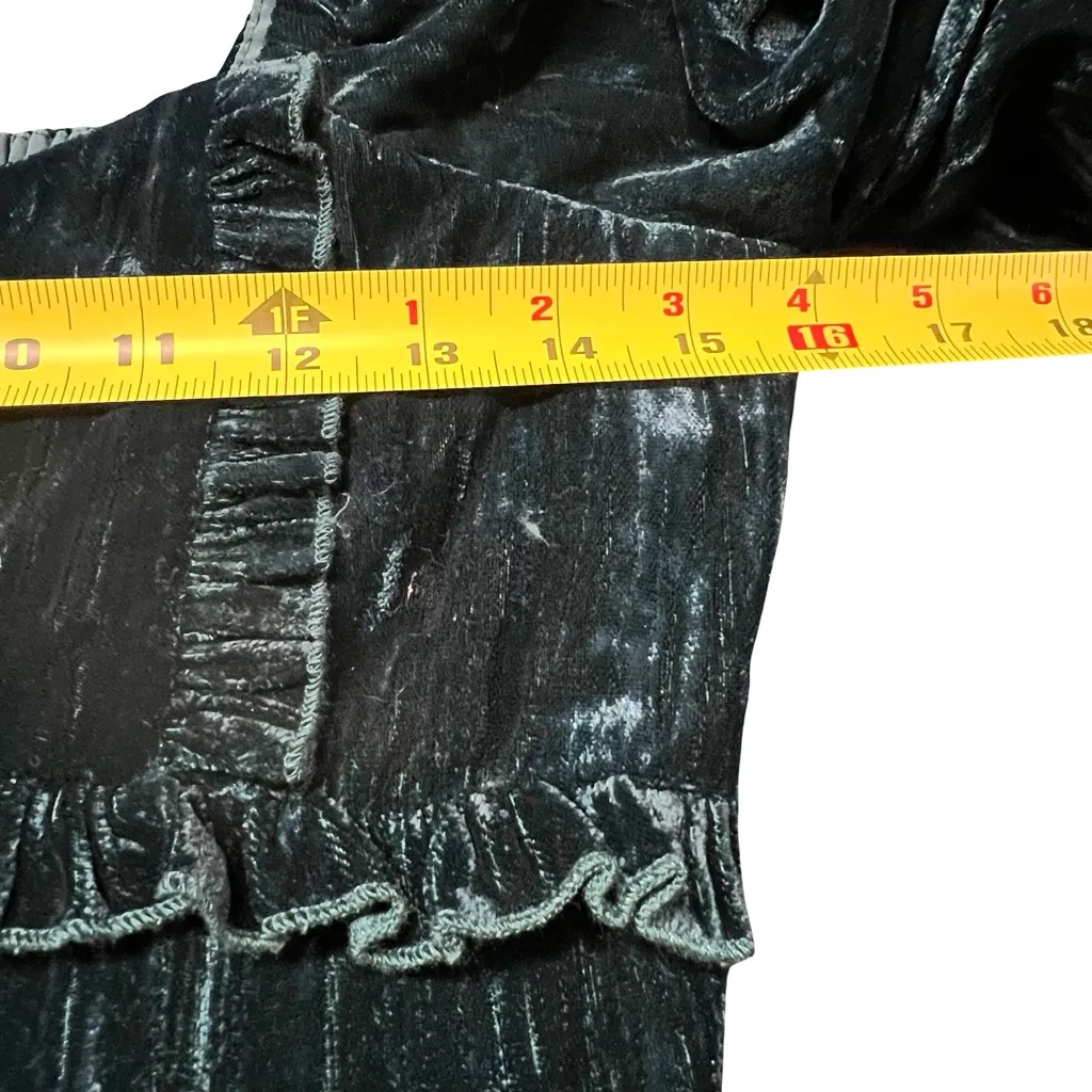 Adelyn Rae Womens Smocked Milkmaid Babydoll Midi Dress Size S Green Velvet NWT - Image 9