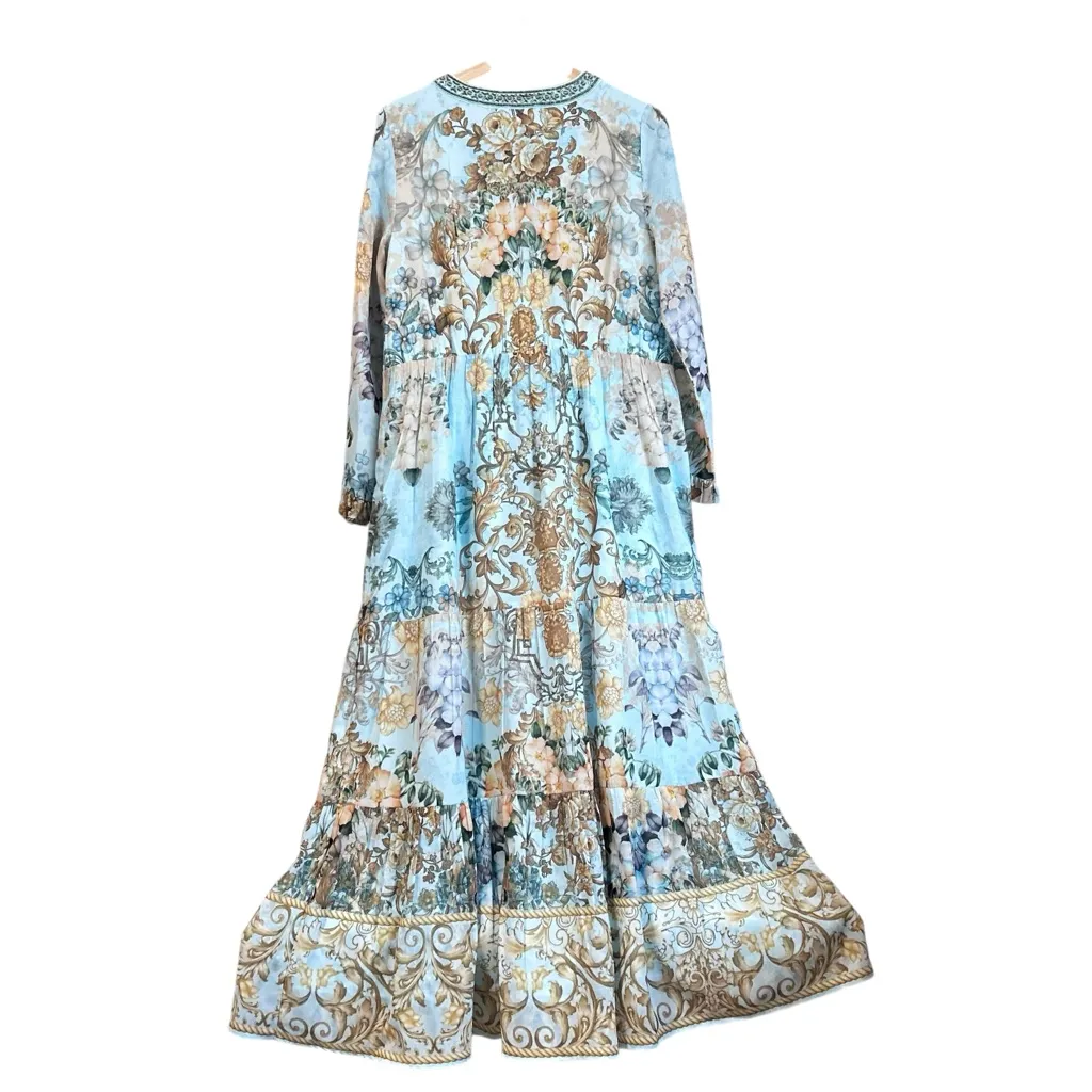 Soft Surroundings Dress Women Medium Blue Paisley Tapestry Print Resort Jasmine - Image 2