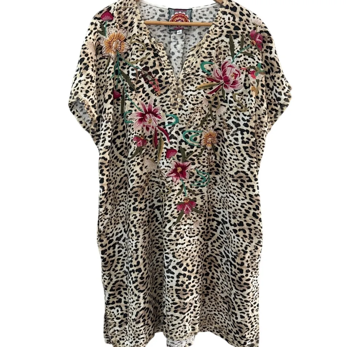 Johnny Was Maisie Easy Button Linen Embroidered Tunic Dress Multicolor Size XL - Image 5