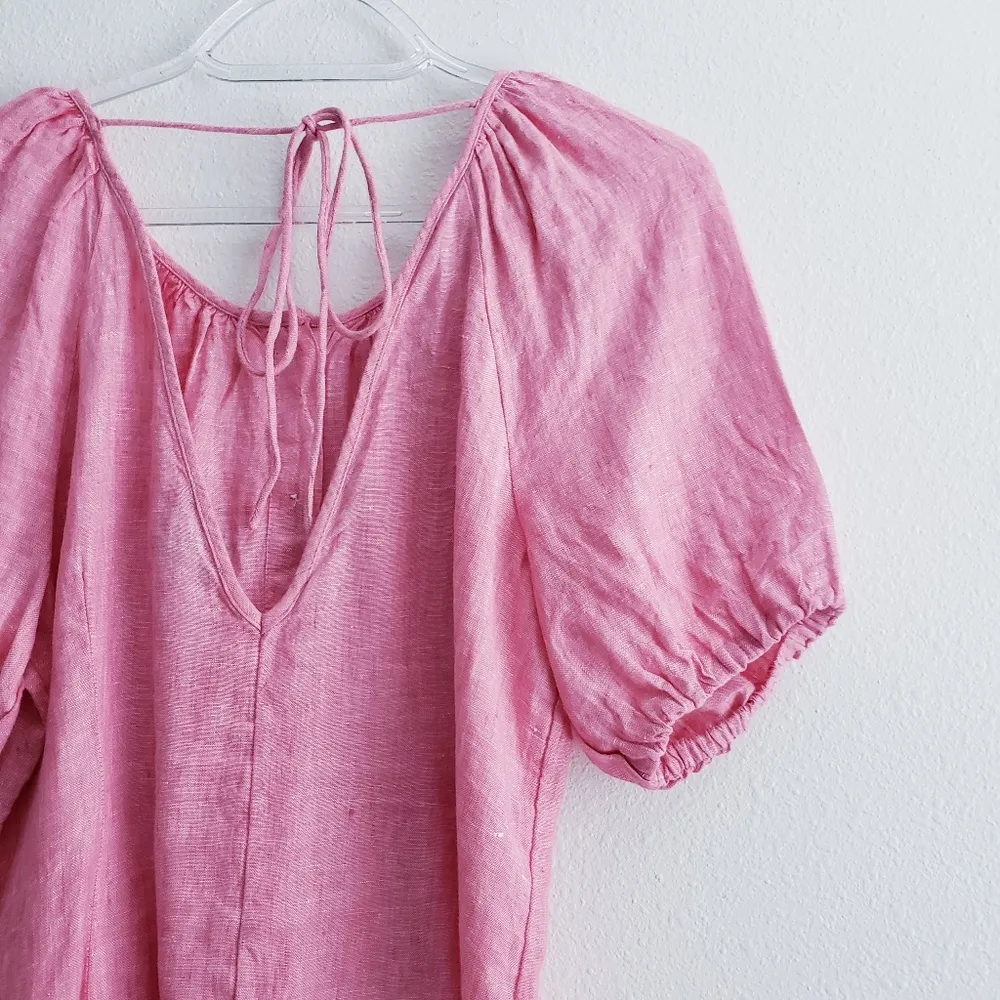 J.Crew Puff Short Sleeve Blouse V-Neckline Back - Image 5