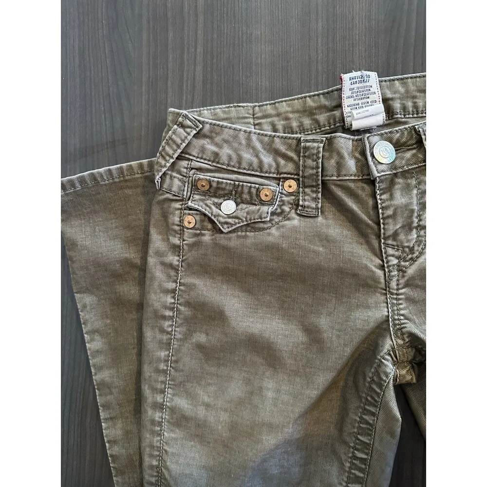 True Religion Womens 26 Becky Skinny Jeans Green Tan Color Y2K Retro Festival - Image 7