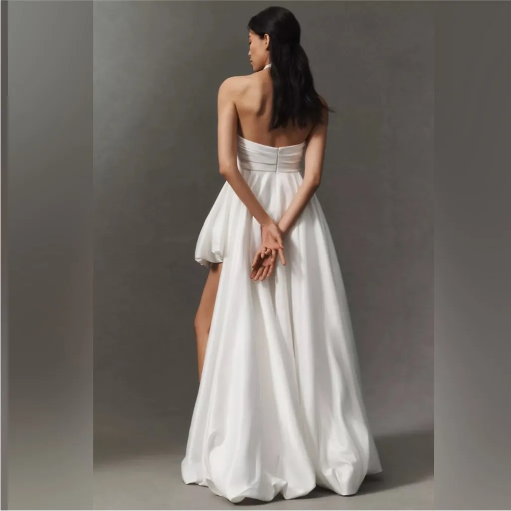 MAC DUGGAL 11685 
Strapless Asymmetrical Satin Bubble Maxi Dress Anthropologie 8 - Image 3