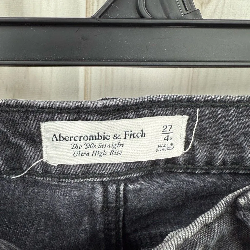 Abercrombie & Fitch Women’s 27 90s Straight High Rise Jeans Black Wash Grey Gray - Image 2