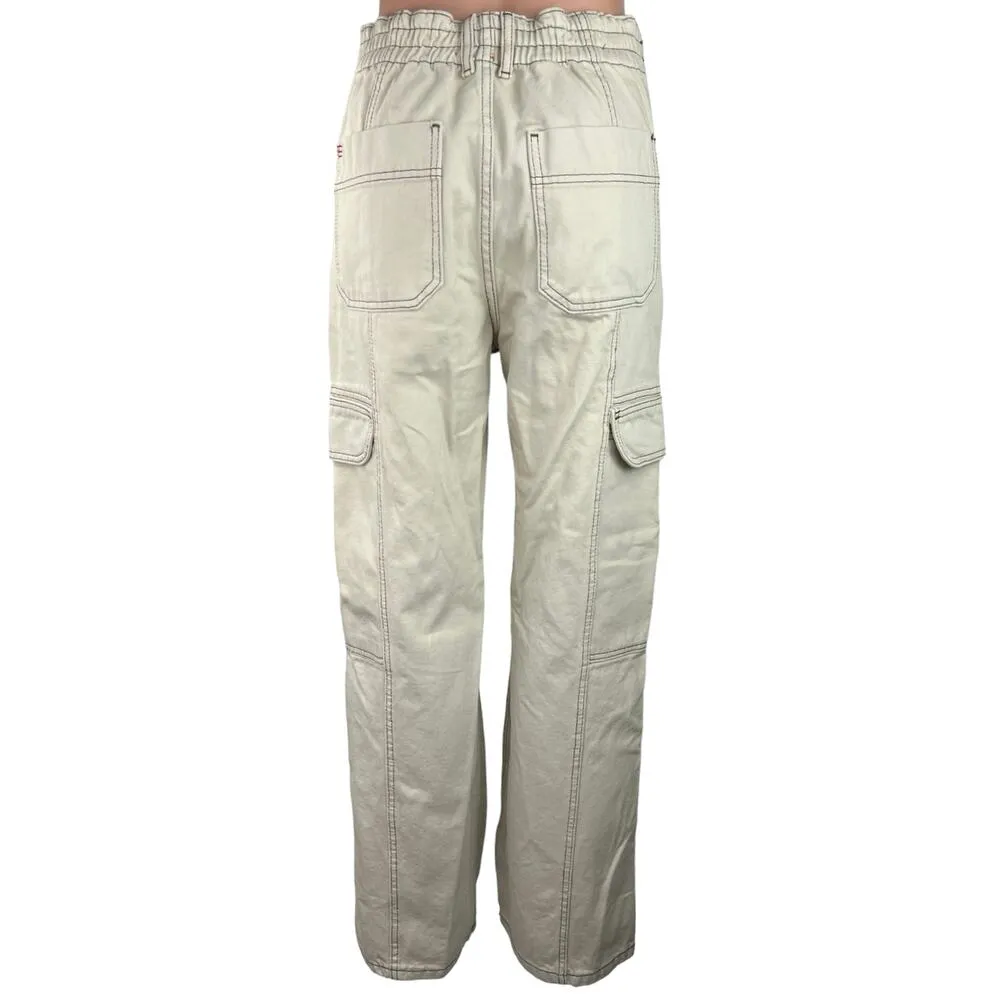 Urban Outfitters BDG Women's White High Rise Relaxed Straight Leg Cargo Pant 28 - Image 3