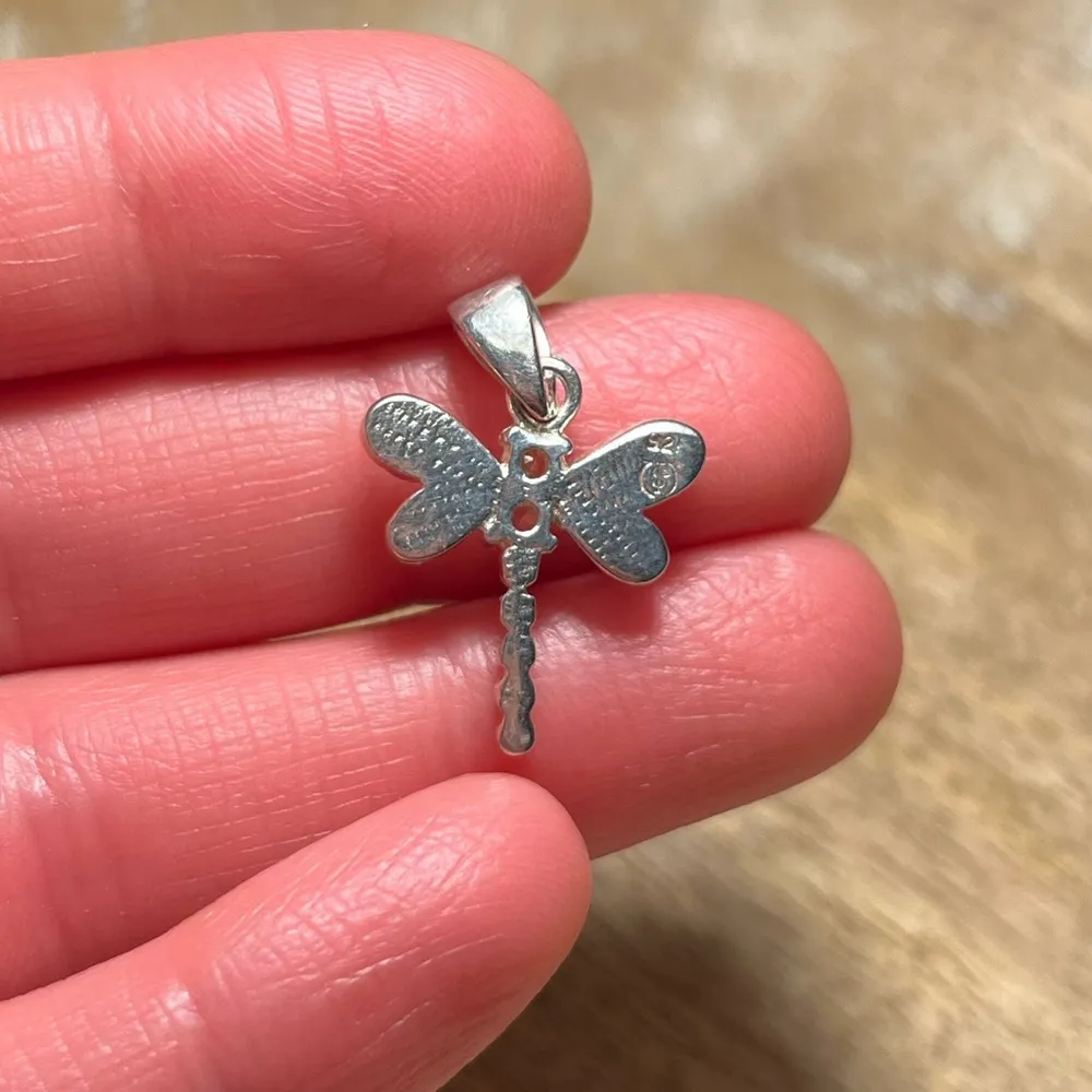 Opal CZ Dragonfly 925 Sterling Silver Pendant - Image 11