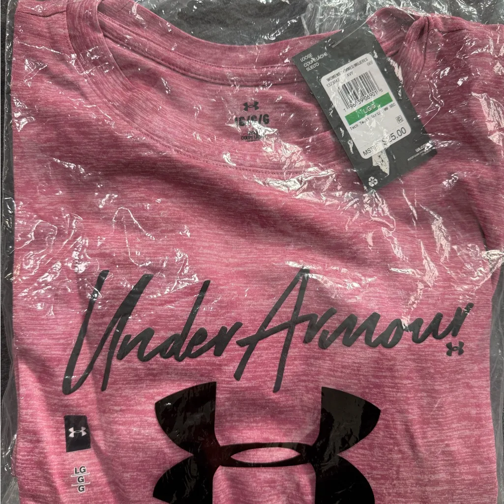 Under Armour  Heathered Pink Logo Tee - Image 2