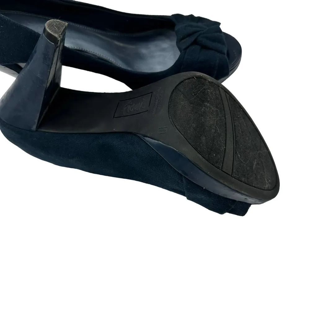 FIONI NAVY BLUE PEEP TOE HEELS WITH BOW SIZE 10 - Image 6