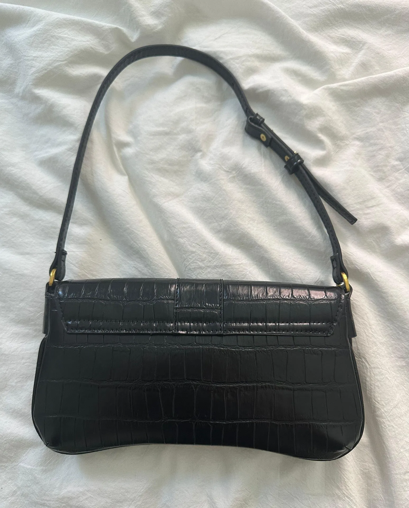 Black Croc Purse Shoulder Bag - Image 2