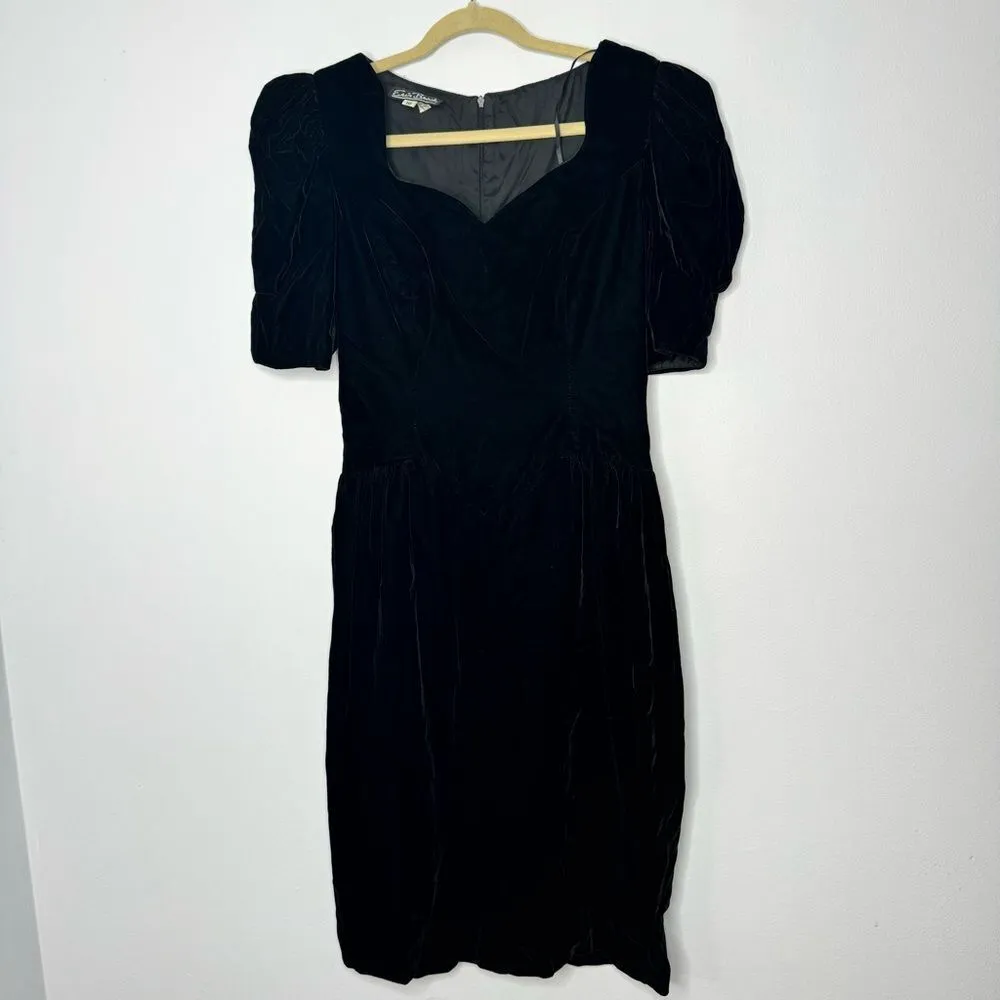 Vintage Erin Brook black velvet dress size 10 - Image 2
