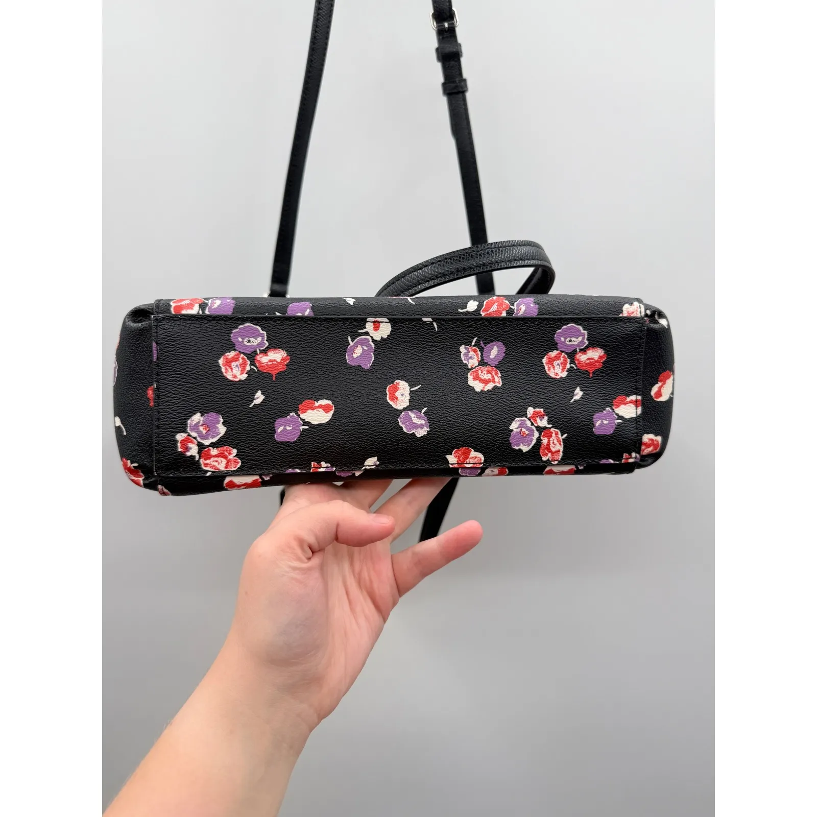 Coach Mini Christie Wildflower Satchel Bag Black Floral Crossbody Purse‎ - Image 6