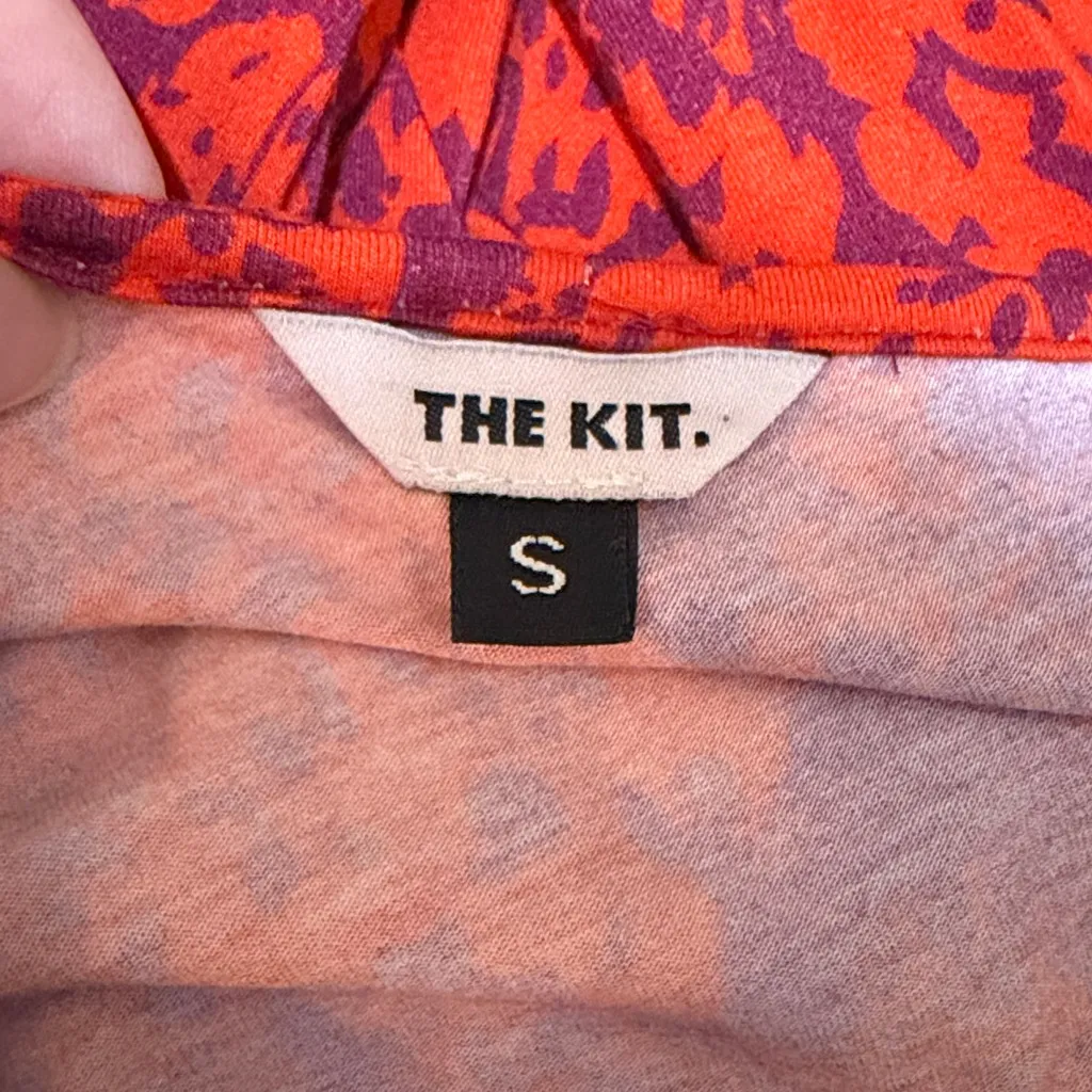 The Kit Jamie Ruched Dress 3/4 Sleeves in Cerise Complication Pattern Size Small Red - Image 3