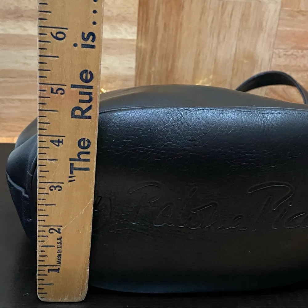 Vintage PALOMA PICASSO Italian Black Leather Gold Chain Handle Shoulder Bag - Image 8