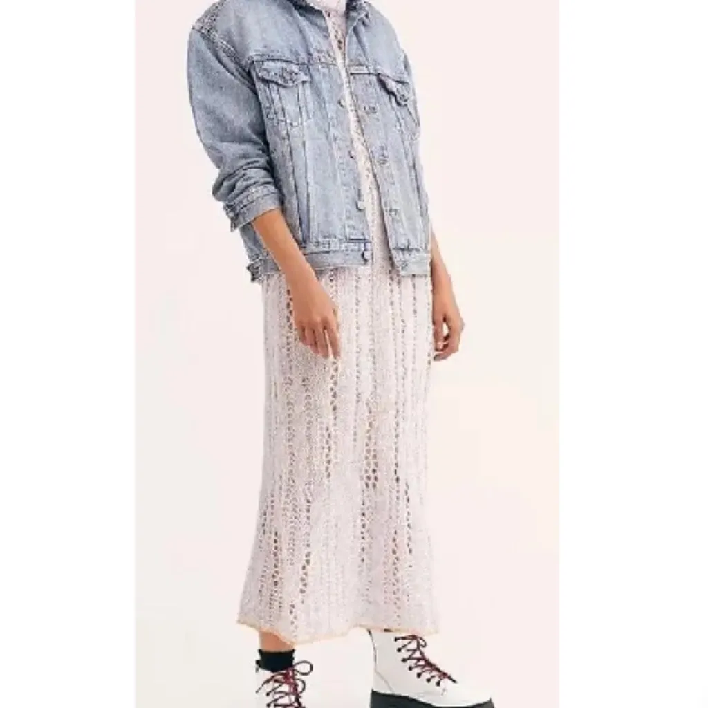 Free People Pirouette Cowl Neck Maxi Sweater in Sugar Cloud Combo sz Med/Lg NWT - Image 3