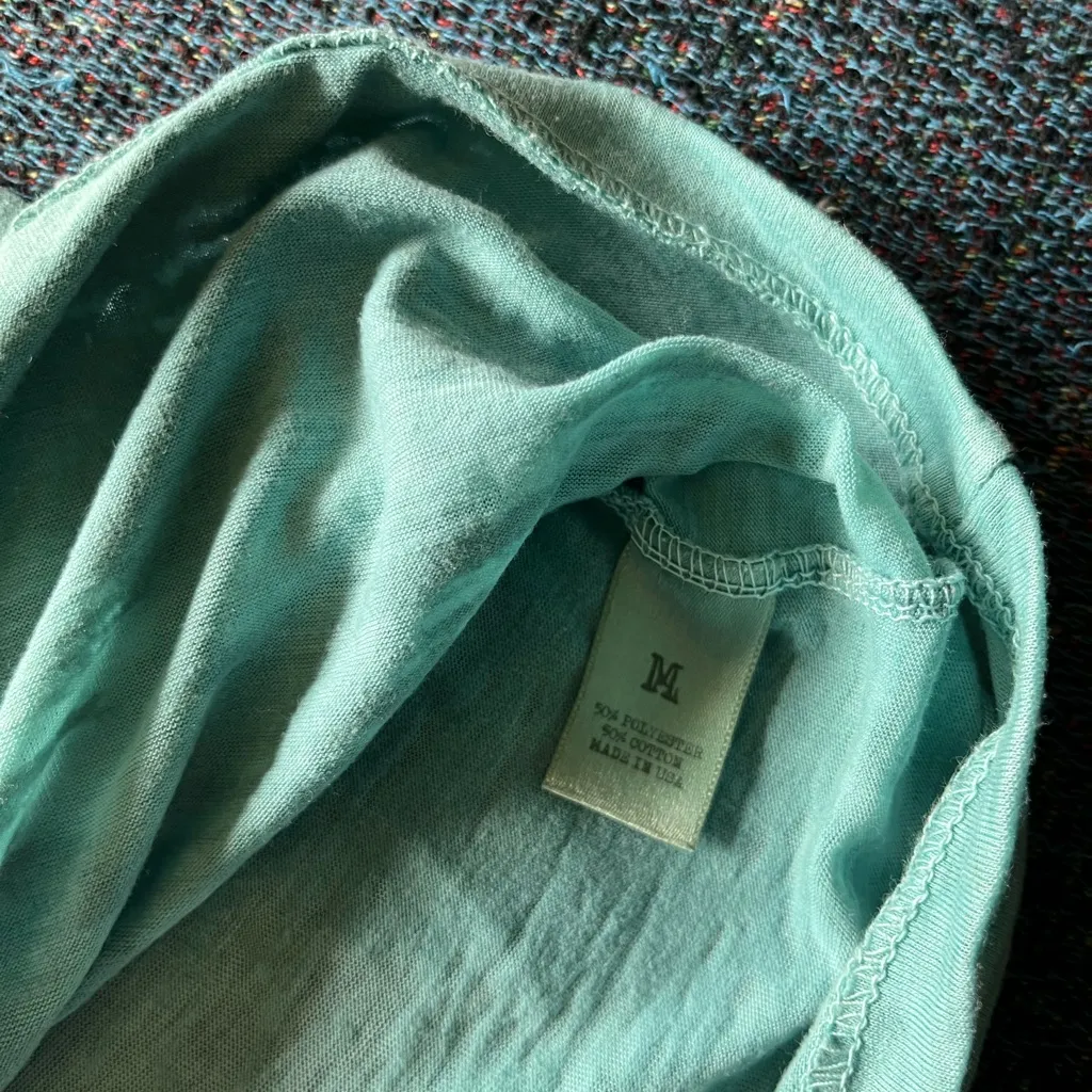 Alternative Teal Green Fitted Short Sleeve T-Shirt Wide V-Neck SZ M Tee Pocketed - Image 12