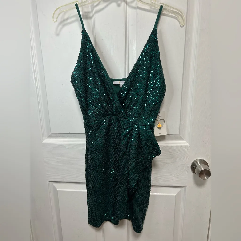 Iris  Sparkling Green Mini Dress - Image 3