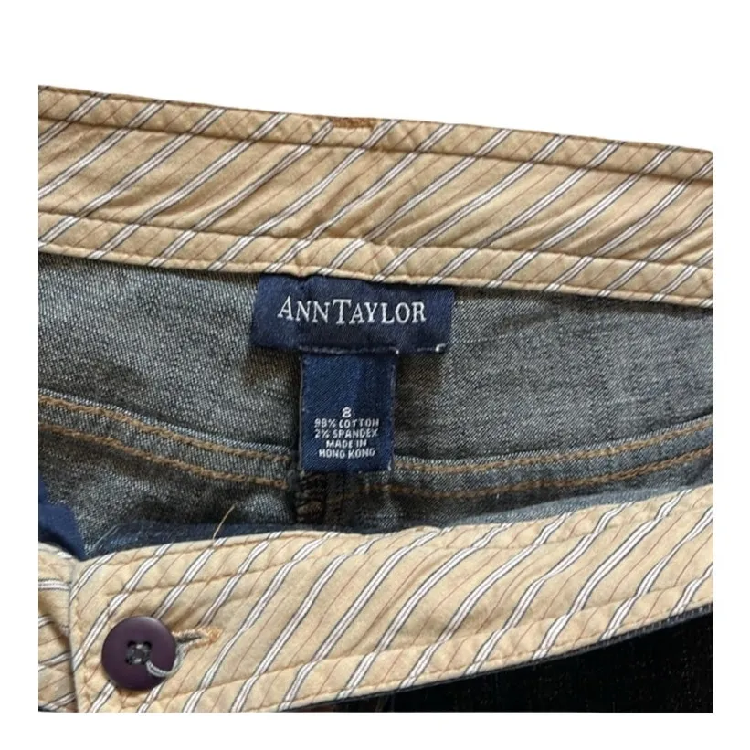 Ann Taylor Women’s Size 8 Dark Wash Wide Leg Jeans Stretch Denim Cropped EUC - Image 2