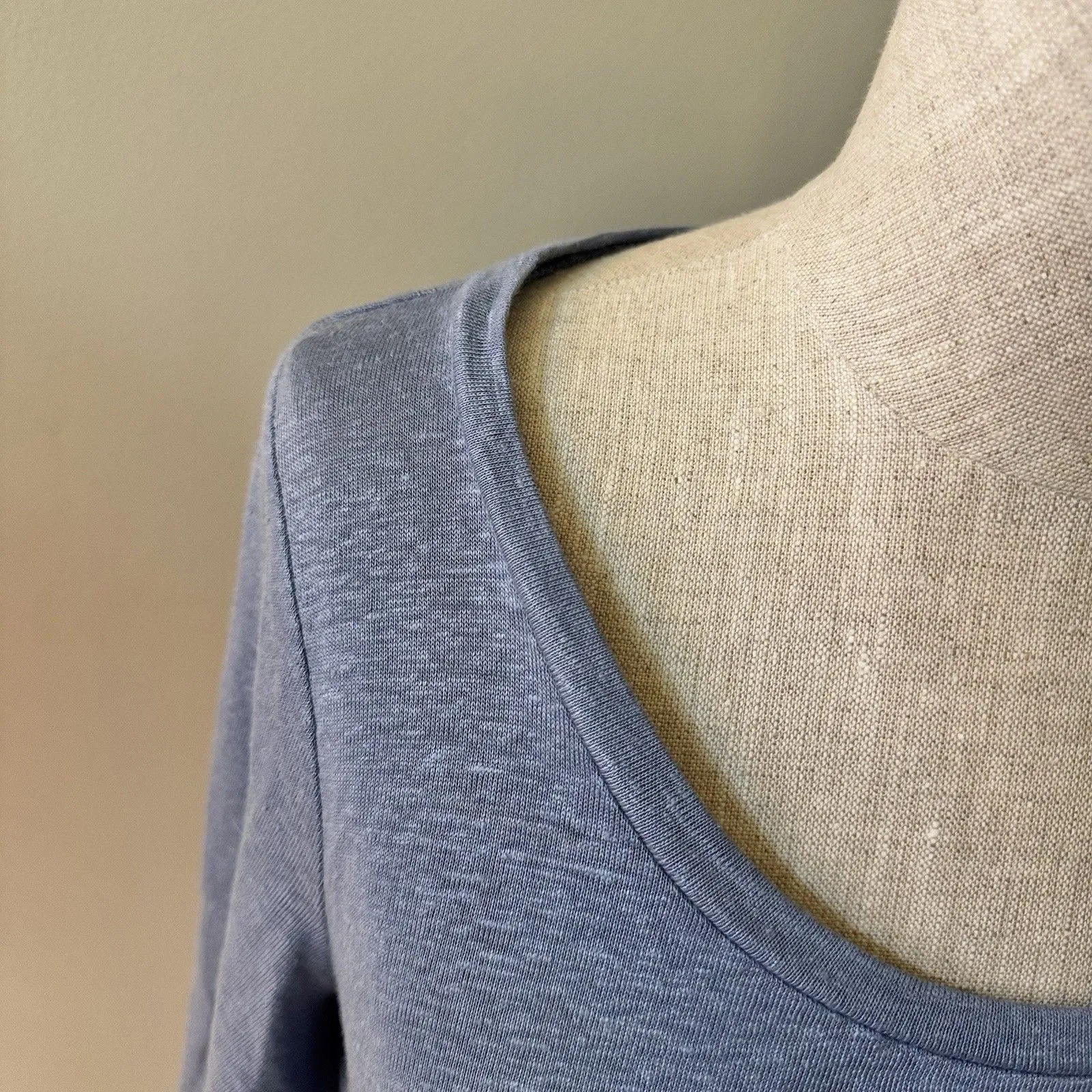 Chaser Women's Love Tennis Linen Blend Jersey Flousy 3/4 Angle Tee Blue Size S - Image 9