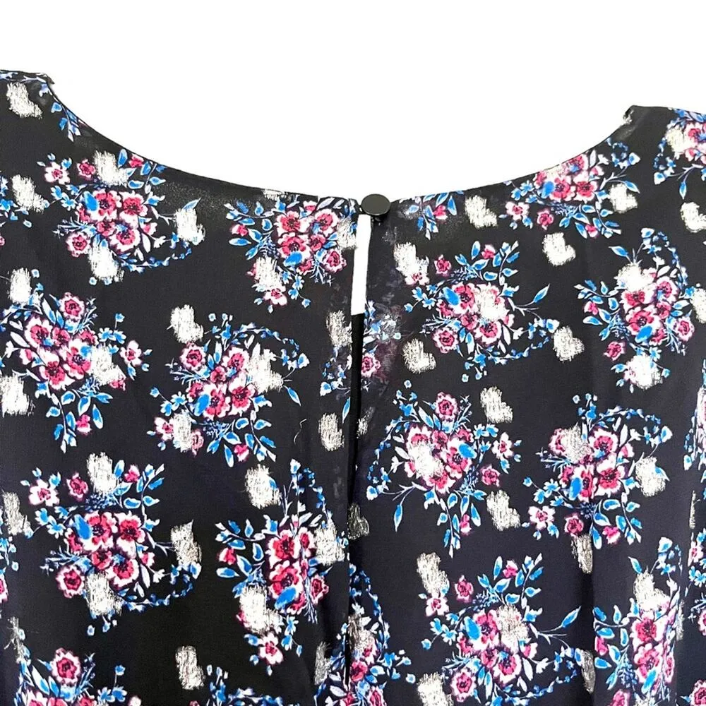 Shoshanna Maisie Cedar Floral Metallic-Print Flutter-Sleeve Dress size 4 - Image 6