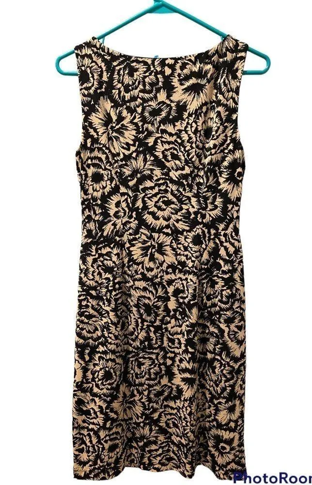 Ann Taylor black & cream colored drop waist floral tunic dress-Size Small - Image 5