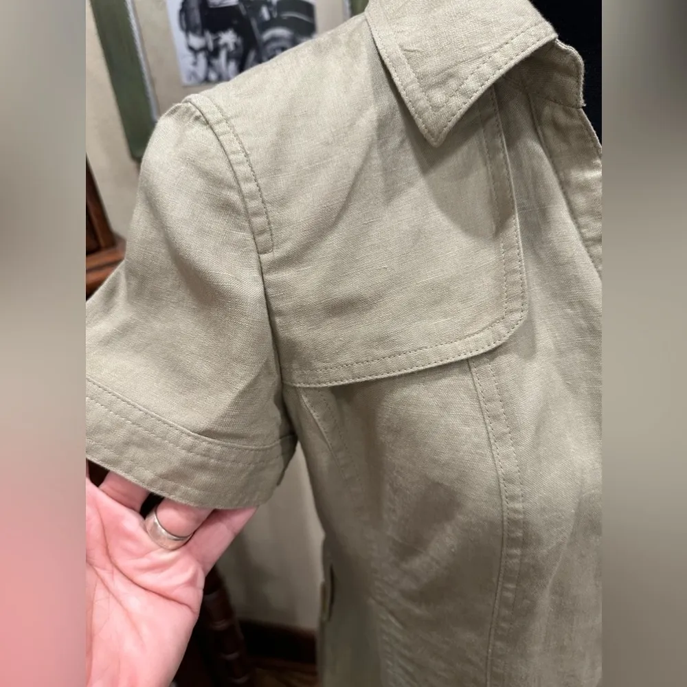 Anne Klein LINNEN Tan Safari Dress Short Sleeve Size 4 - Image 5