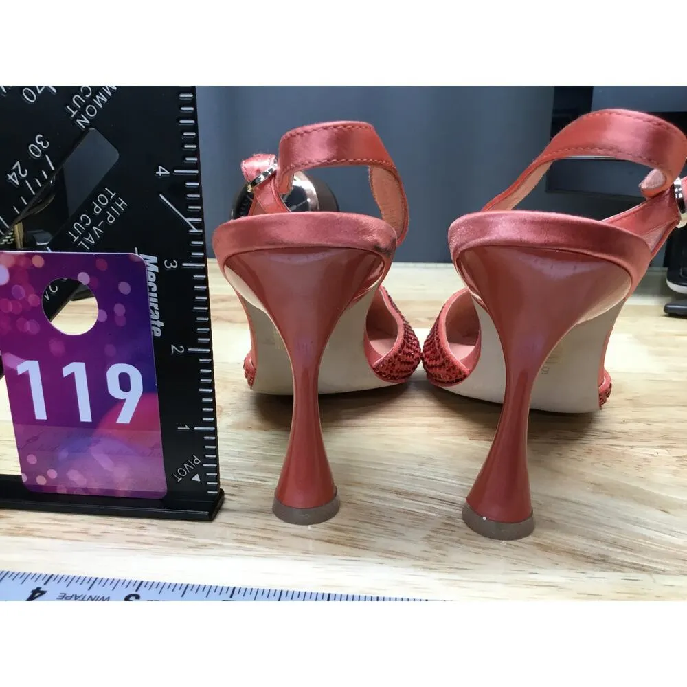 Jeffrey Campbell Zivote Pumps Women's 5.5 Red Rhinestone Slingback Spool Heel - Image 3