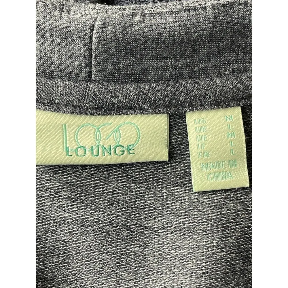 LOGO Lounge by Lori Goldstein Zip Front Cardigan Lace Back Blackberry Medium - Image 8