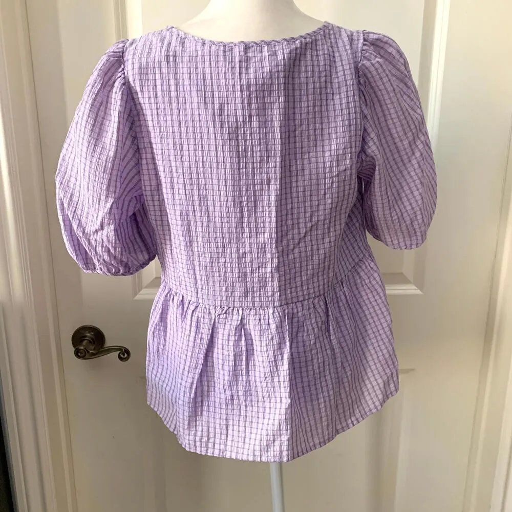 NWT Anthropologie Find Me Now Liljana Babydoll Blouse Lilac L - Image 7