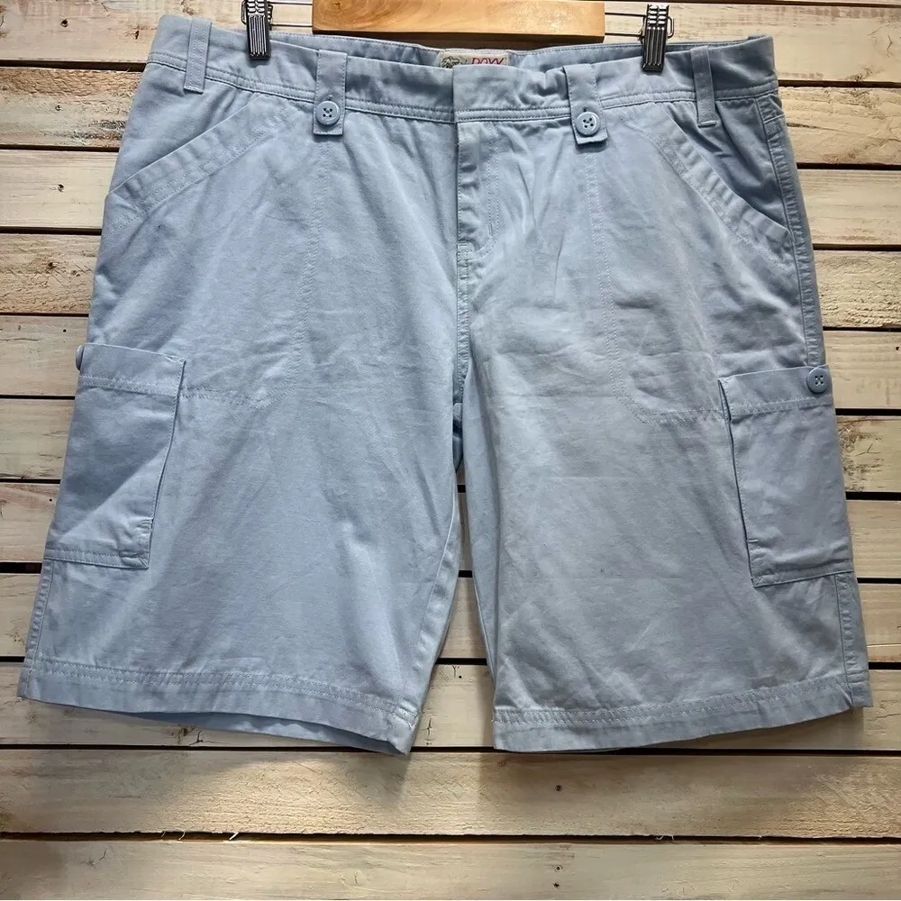 Vintage Roxy U468197 Islands 100% Cotton Utility Cargo Shorts Blue Y2K Sz 13 - Image 3