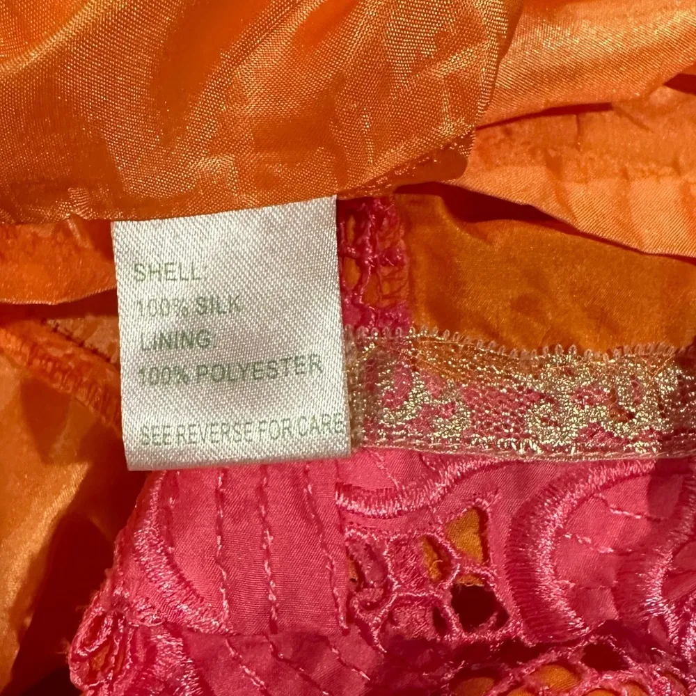 LILLY PULITZER TERESA EYELET HOTTY PINK DOUBLE OR NOTHING ONE SLEEVE SILK DRESS - Image 6